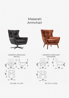 Maserati fotel, fa láb