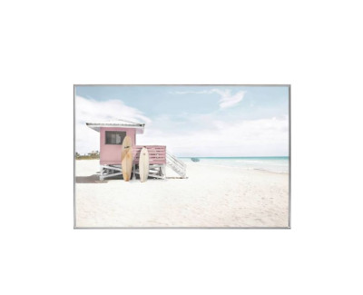 Glass Art wall picture beach house 